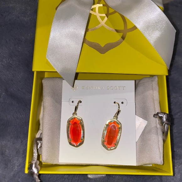 Kendra Scott Gold and Red Statement Earrings - Picture 1 of 3